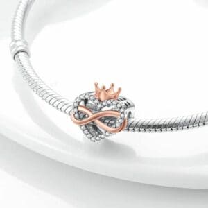 Infinite Heart with Crown Charm
