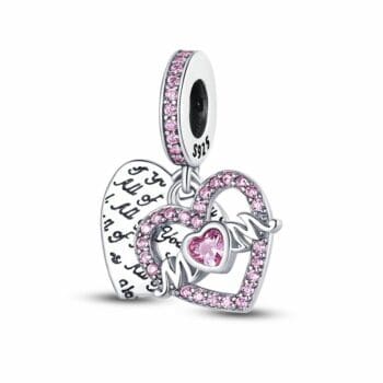 Love Mom with Pink Hearts Charm