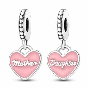 Mother Daughter Pink Hearts Charm